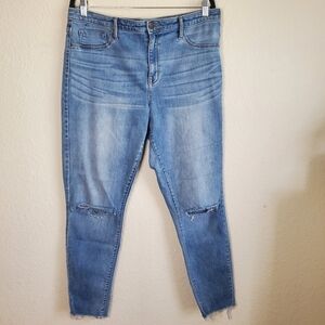 Mossimo High Rise Jeggings Skinny Stretch Jeans Plus Size 18 Distressed Light Wa
